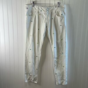 Lilly Pulitzer Mainline Cropped Jeans Size 8 Skinny Mini Embroidered Nautical